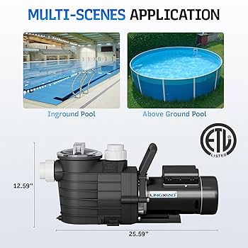 Amazon.com : LINGXIAO 1.5 HP Pool Pump Inground, 6340 GPH